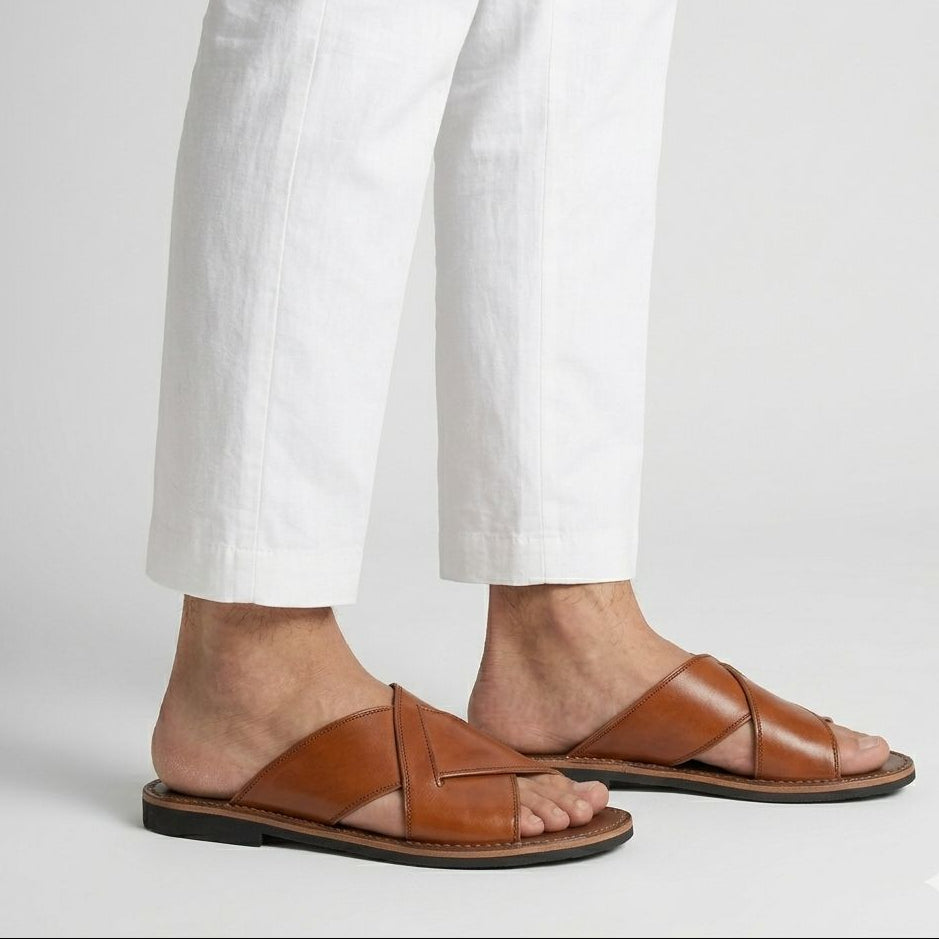 Premium Brown Leather Slipper