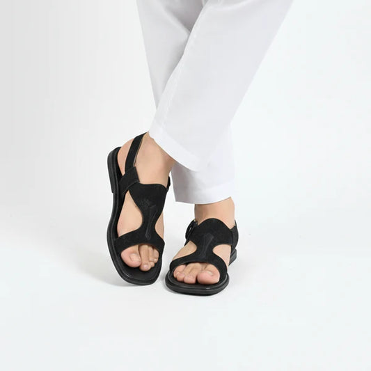 Handmade Black Sabar Panjedar Chappal