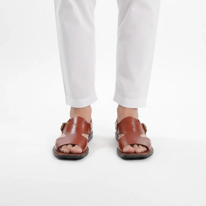 Handmade Pure Leather Panjedar Chappal – Mustard Brown