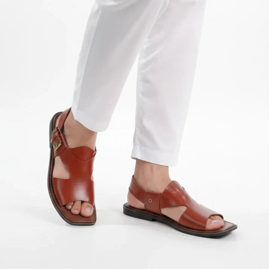 Handmade Pure Leather Panjedar Chappal – Mustard Brown