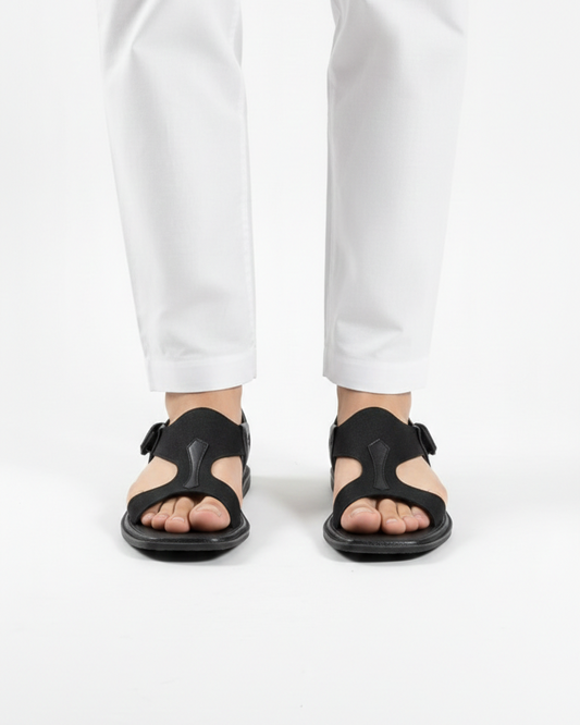 Black Pure Taar Handmade Panjedar Chappal