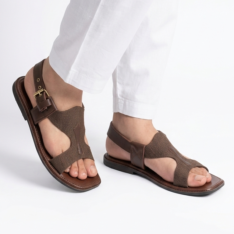Handmade Pure Taar Brown Panjedar Chappal