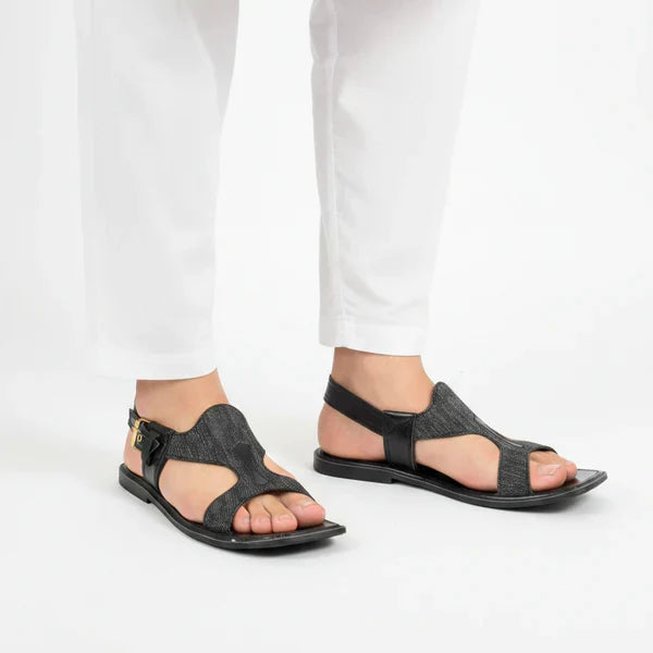 Handmade Pure Taar Black Panjedar Chappal