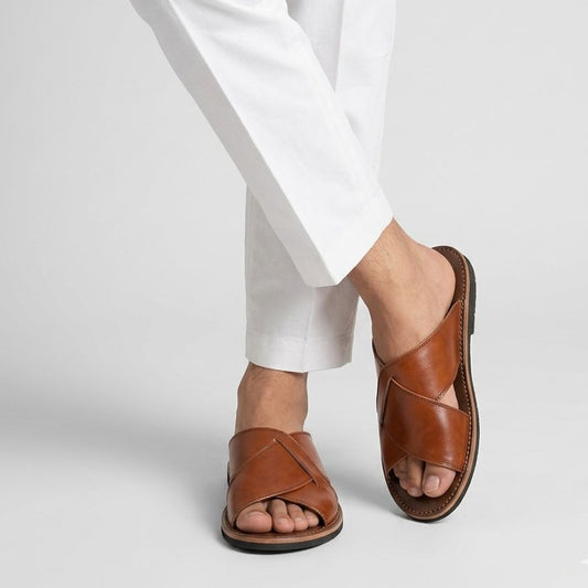 Premium Brown Leather Slipper