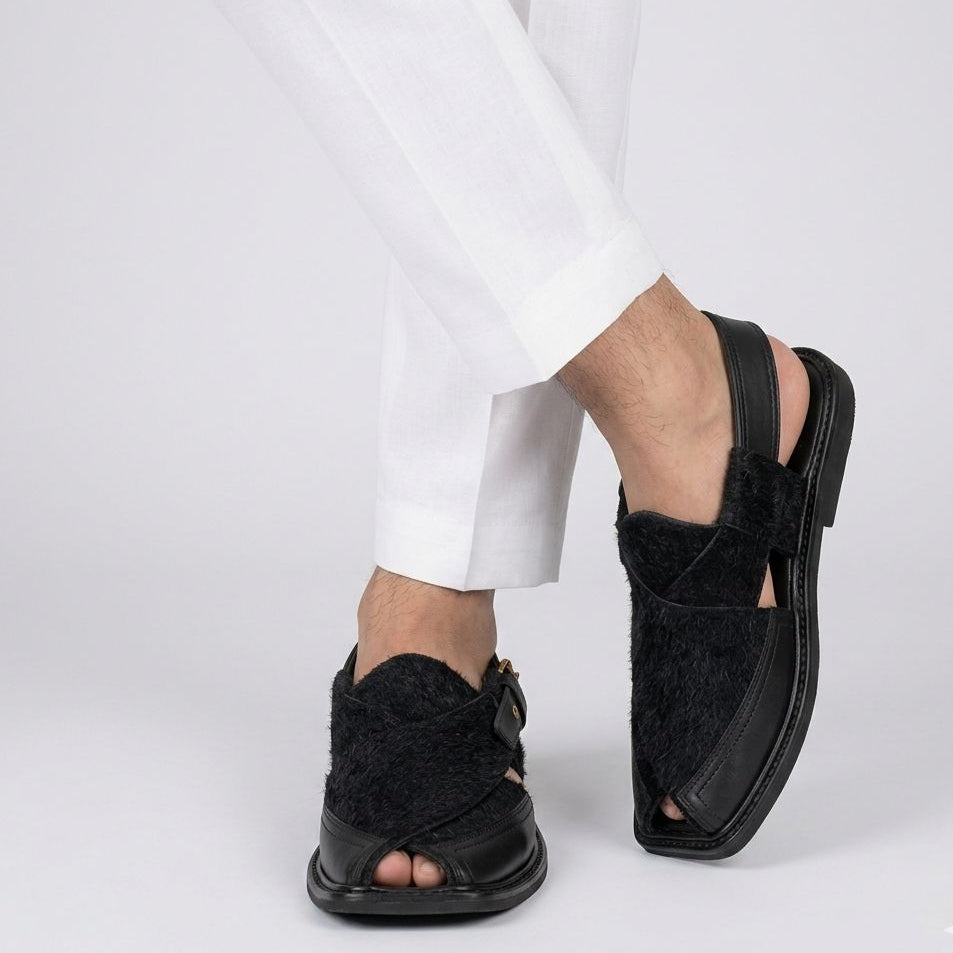 Premium Black Sabar Peshawari Chappal