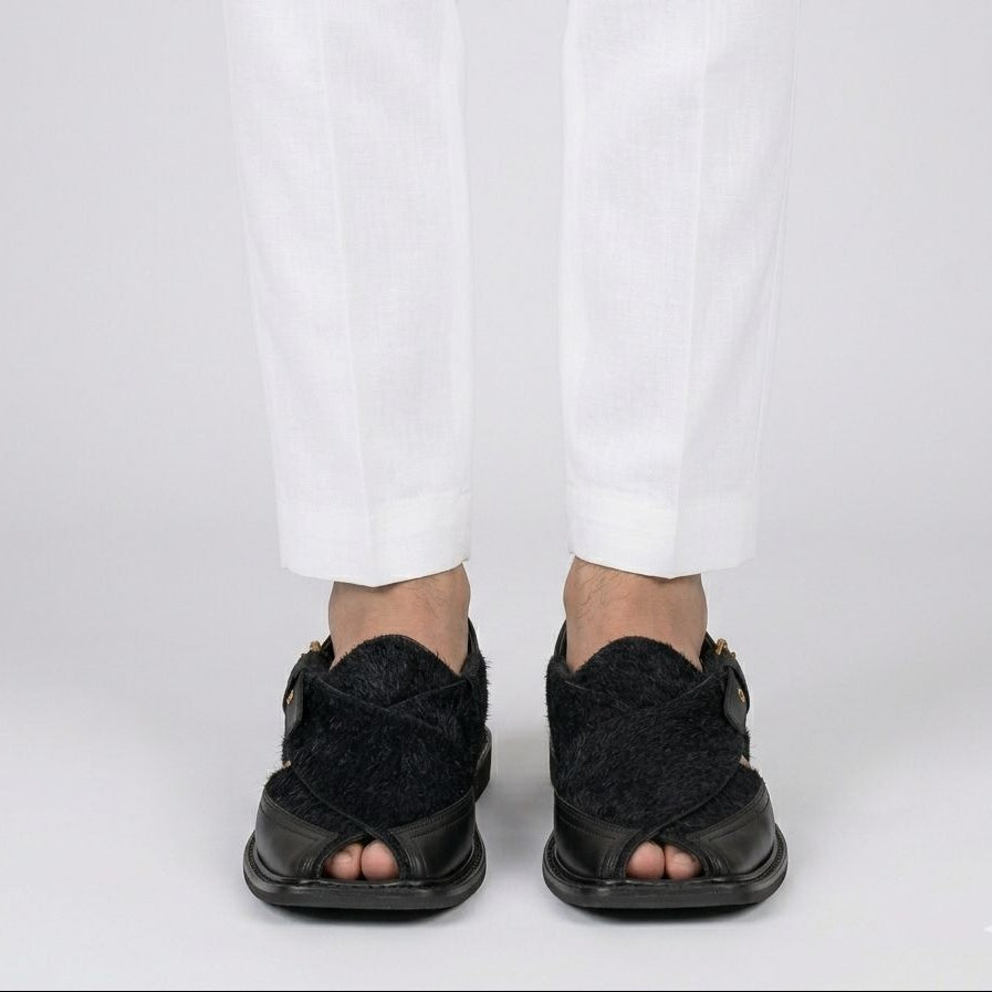 Premium Black Sabar Peshawari Chappal
